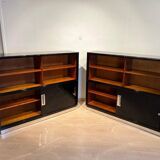 Vintage Bauhaus Office Cabinet in Black Lacquer and Mahogany, 1930