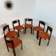 Set of 6 Girsberger Scandinavian style chairs from the 70s, vintage, solid wood, original fabric