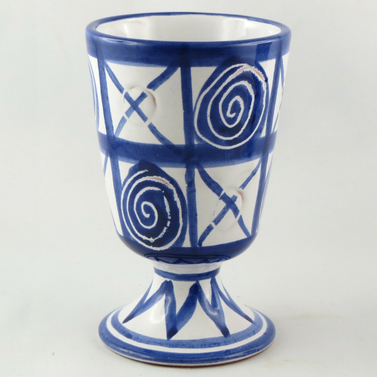 Duo mazagran/blue calice Robert Picault ceramic Vallauris