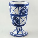 Duo mazagran/blue calice Robert Picault ceramic Vallauris