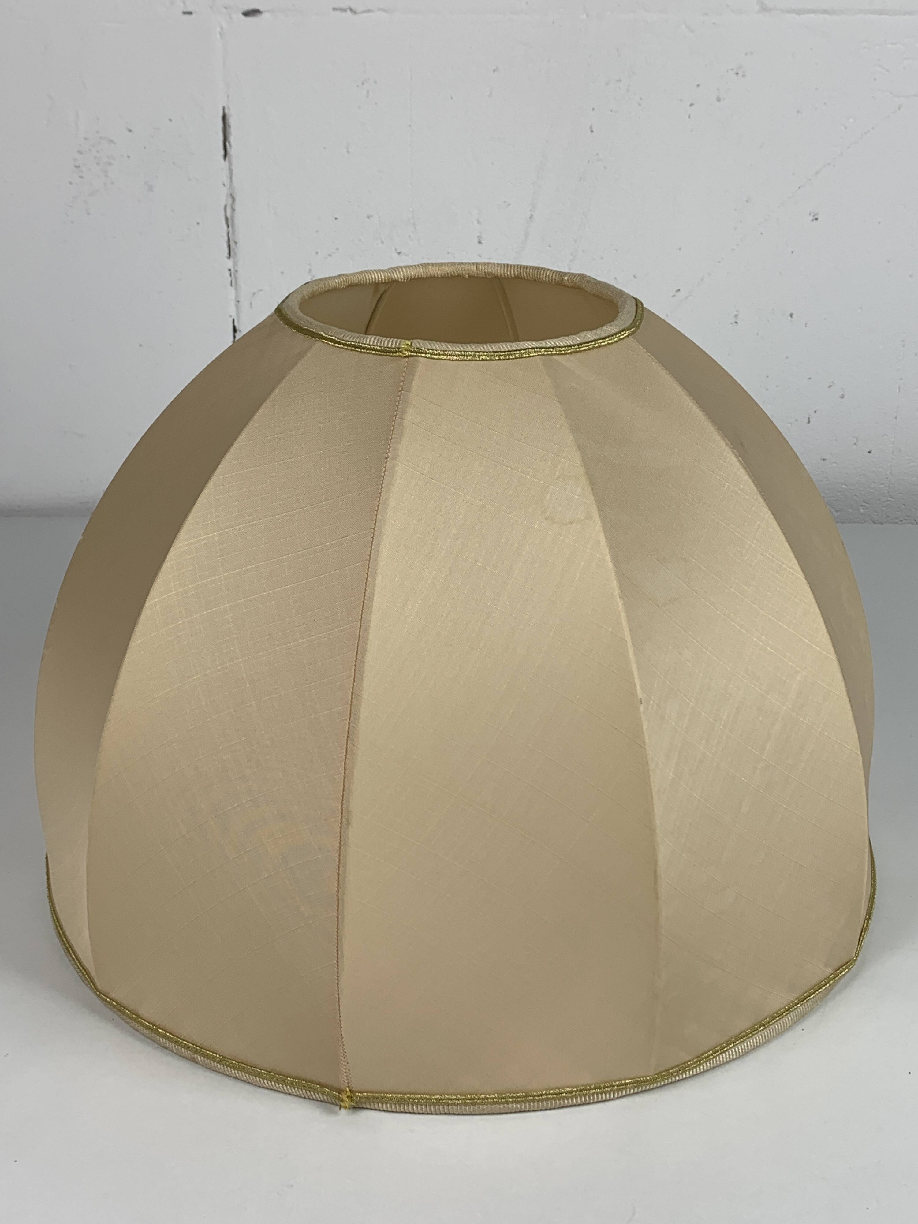 Midcentury bamboo and brass large mushroom table lamp by Leola, 1960s