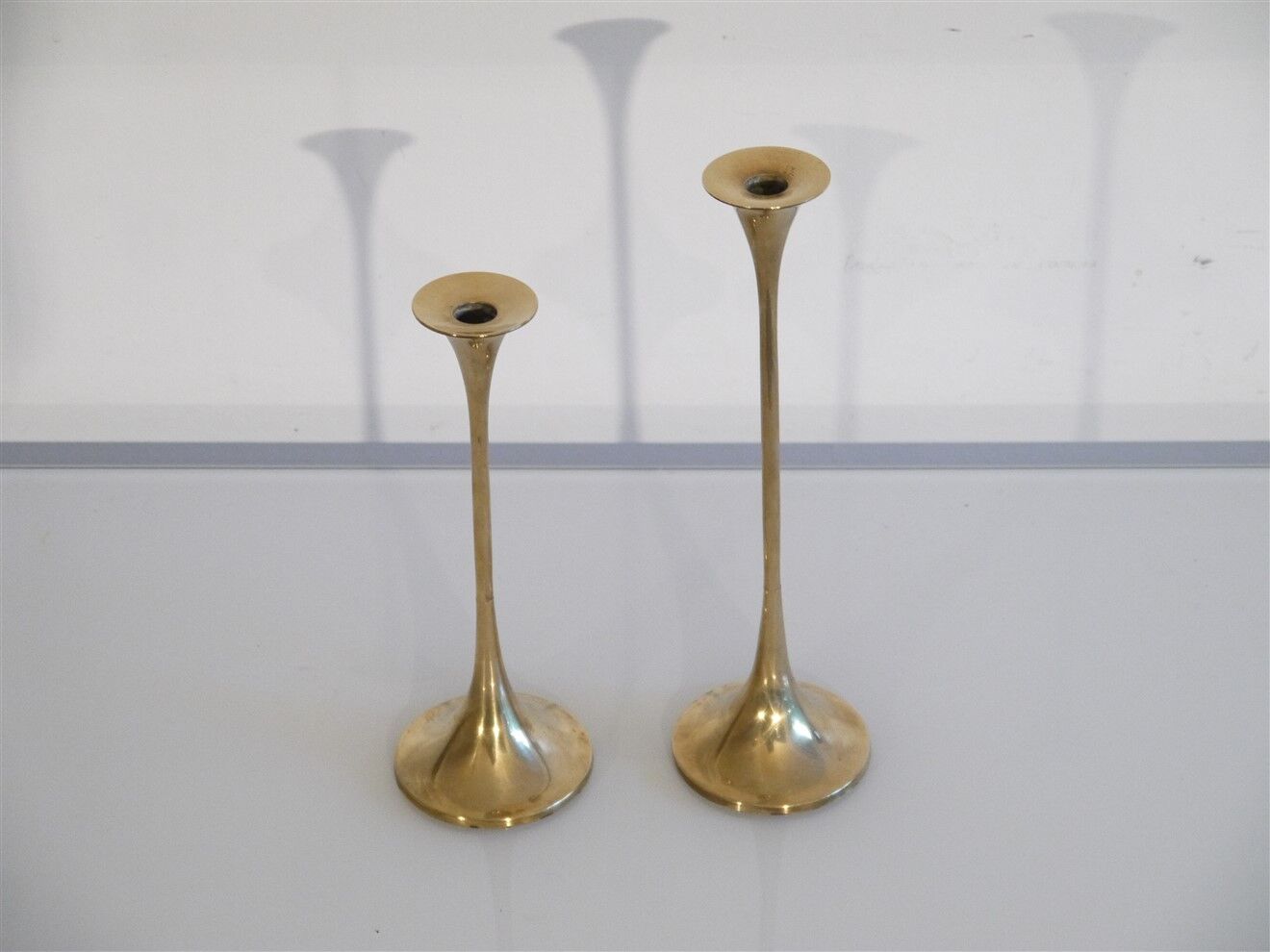 Pair of vintage brass candle holders 1970