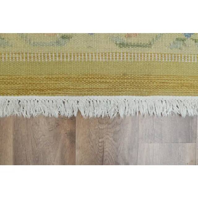 1970s Vintage Turkish Handmade Wool Cotton Green Kilim Rug 117x170
