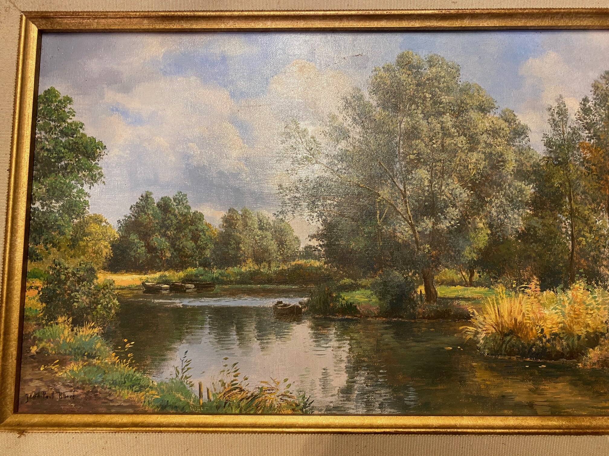 Oil painting on canvas kerfeuille marais de briere signed jean paul barre