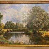 Oil painting on canvas kerfeuille marais de briere signed jean paul barre