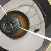 Vintage wooden foot lamp, with original lampshade