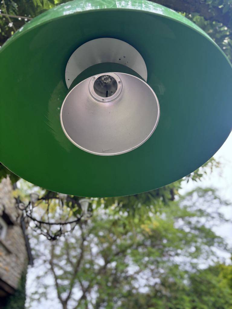 Green metal industrial pendant light
