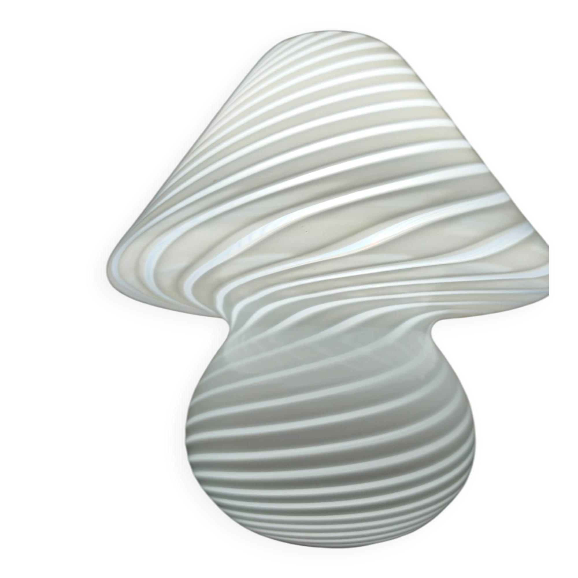 White striped Murano mushroom lamp / swirl – Vintage 1970 – Perfect