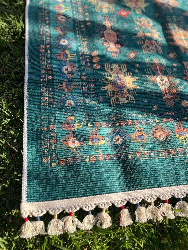 Modern rug with traditional Eastern patterns available for delivery only.