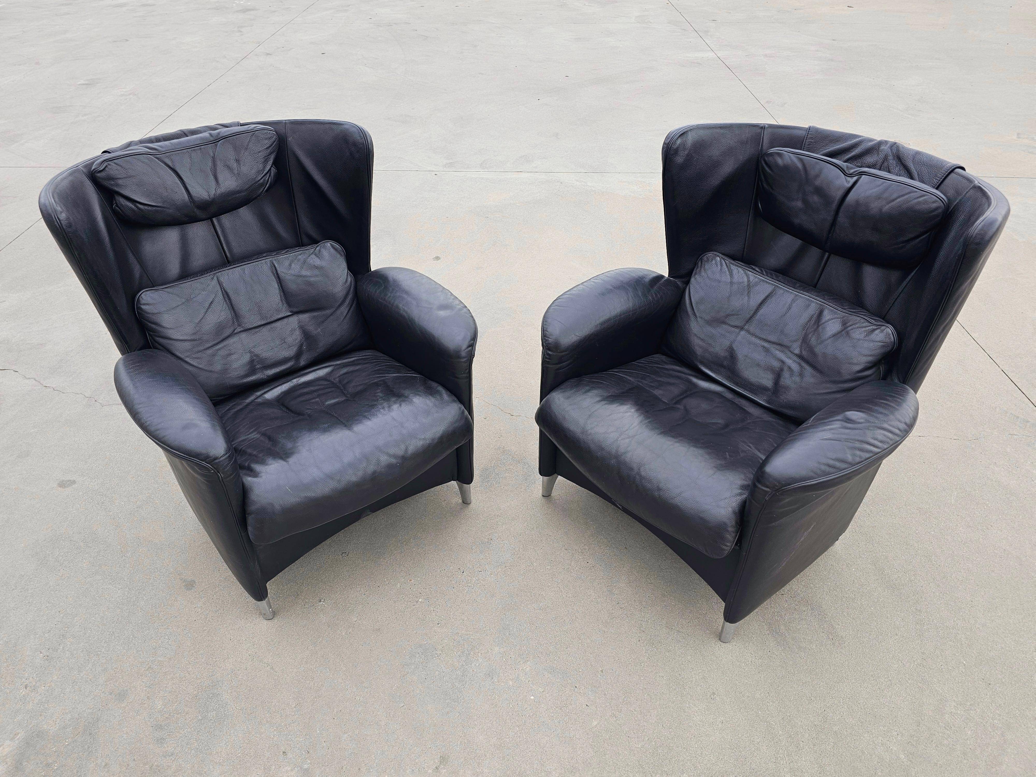 Pair of postmodern armchairs DS-23 by Franz-Josef Schulte for De Sede