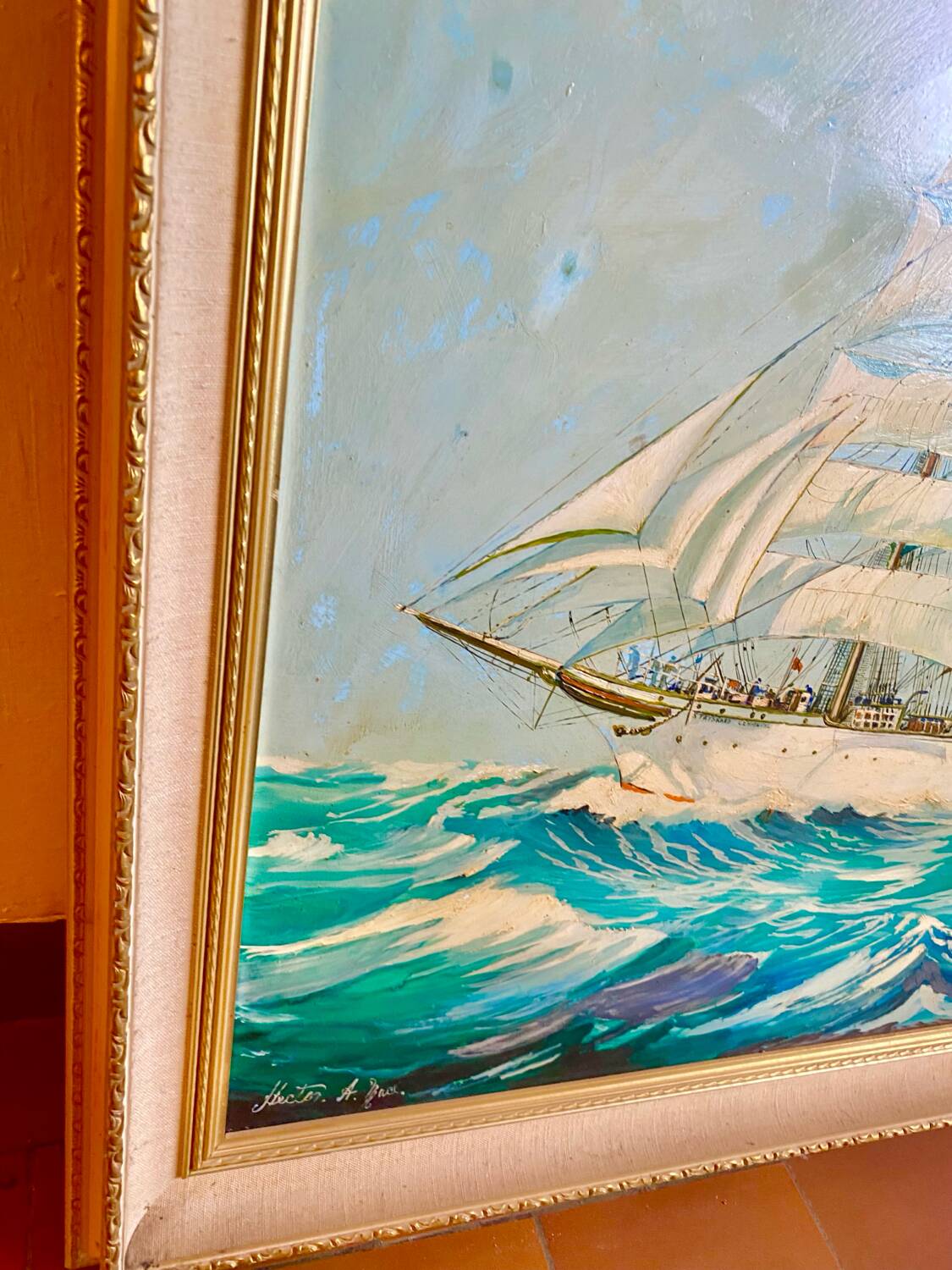 Peinture maritime originale – “Statsraad Lehmkuhl”, voile norvégienne