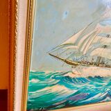 Peinture maritime originale – “Statsraad Lehmkuhl”, voile norvégienne