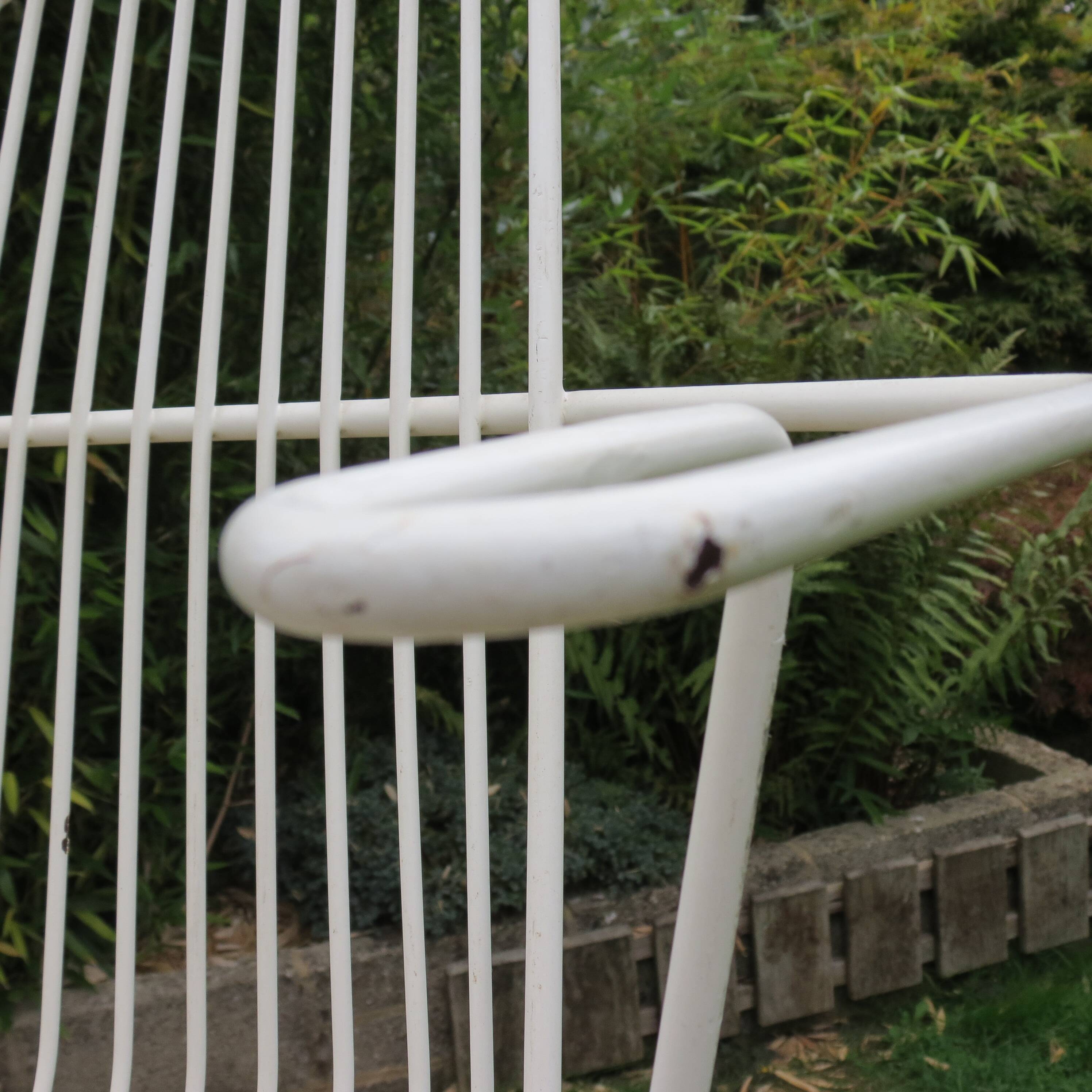 1960s Mid-century White Metal Garden Chair