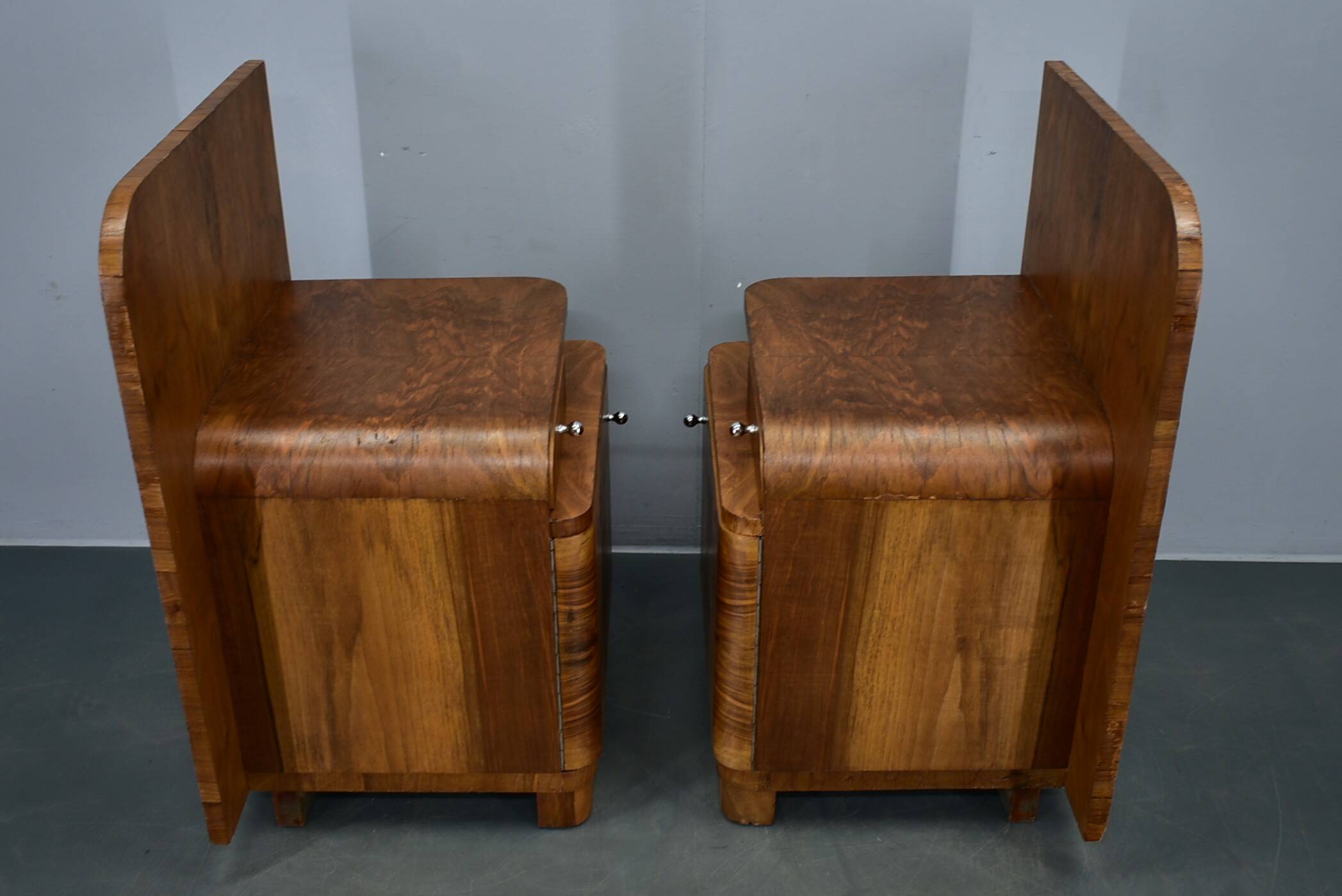 1939s pair of Art Deco bedside tables, Czechoslovakia