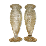Paire de vases verre moulé