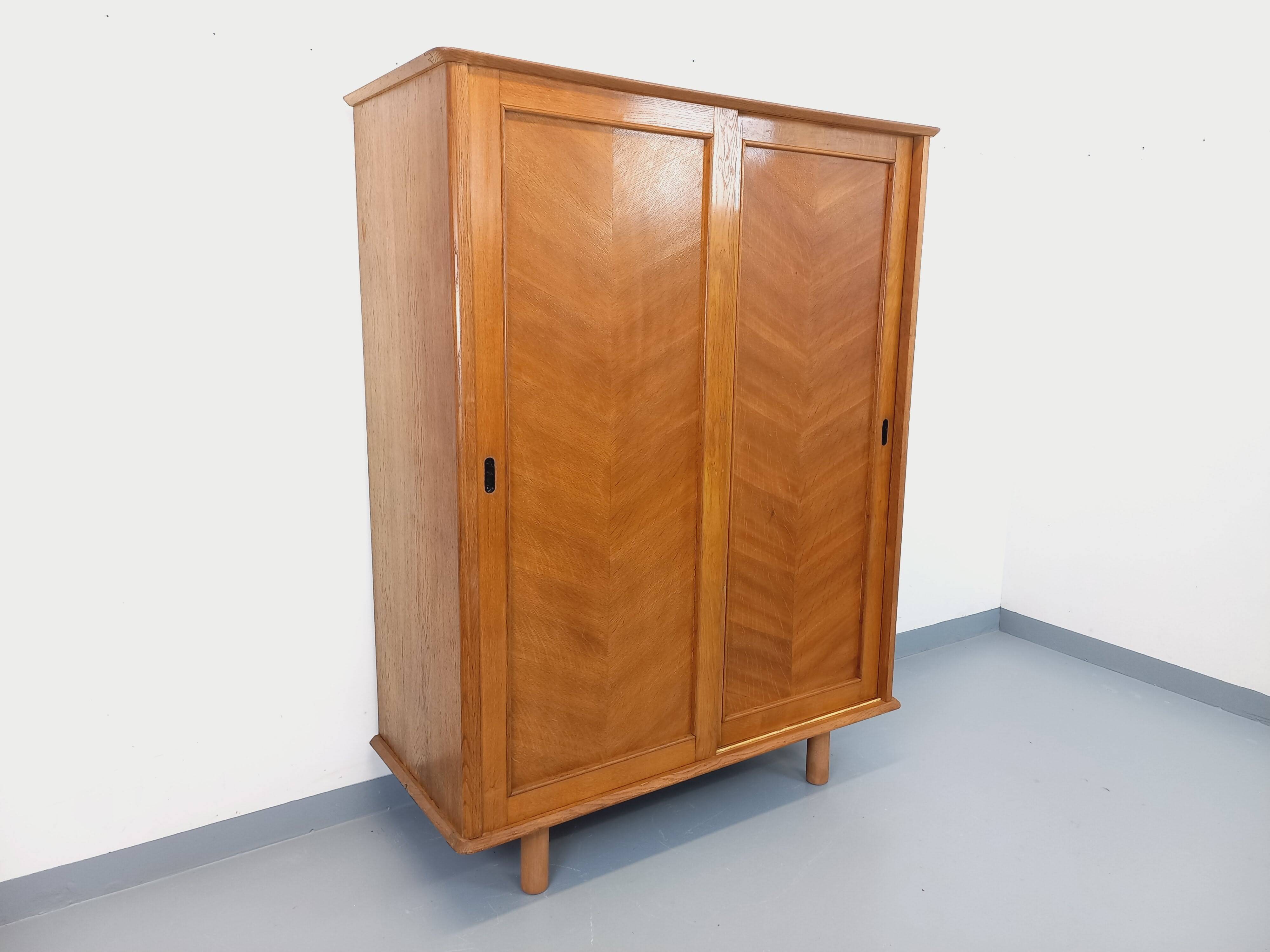 Vintage oak wardrobe from the 1960s.