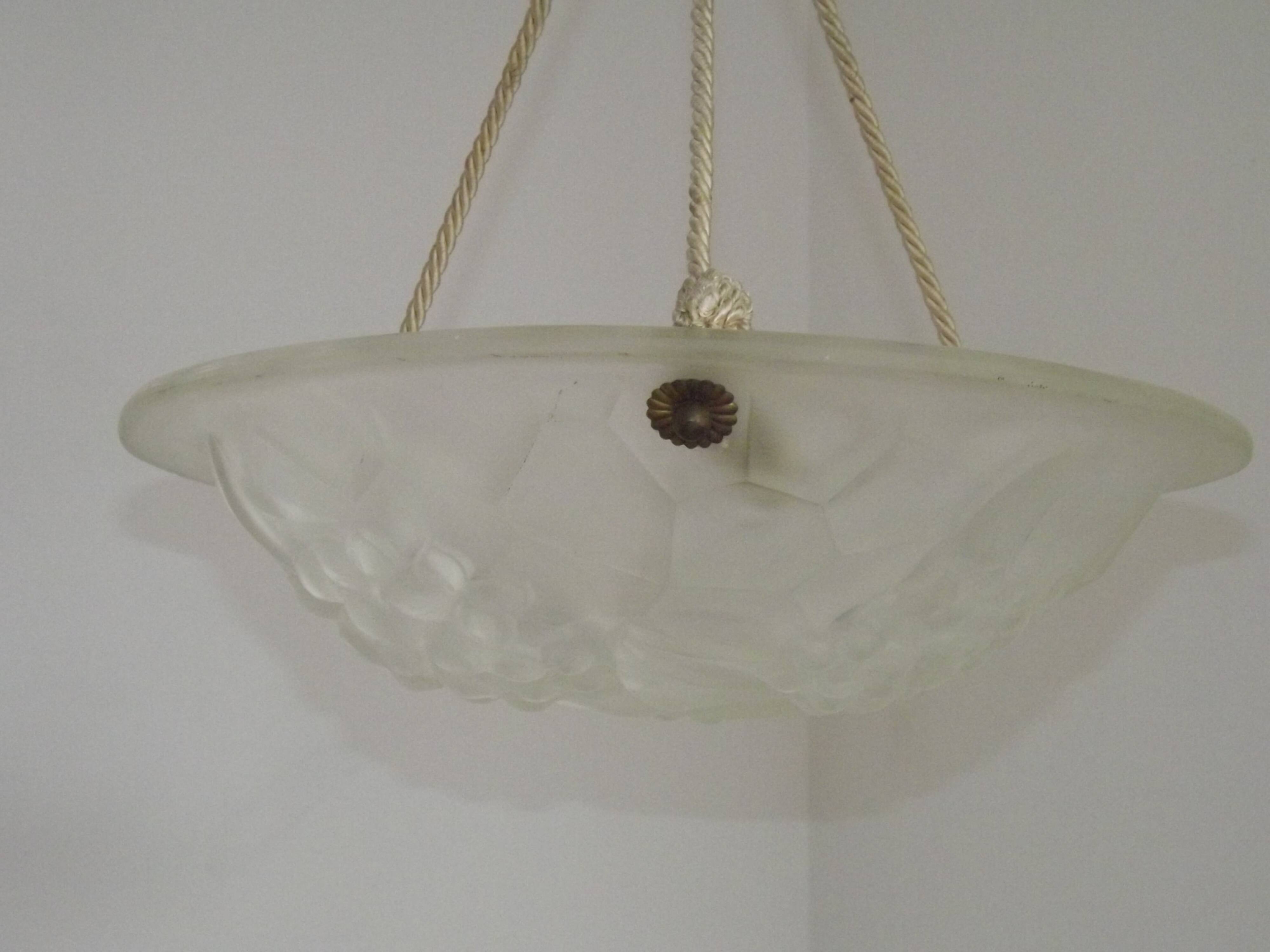 Elegant French Art Deco Plafonnier– Circa 1930 | Signed ROS / Degué