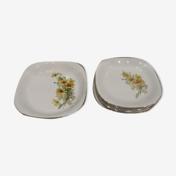 Service with 6 plates and 1 square dish Marguerites Gien France