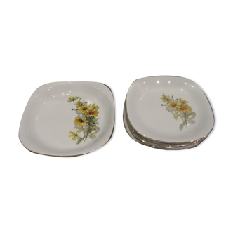 Service with 6 plates and 1 square dish Marguerites Gien France