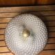 Old molded glass ceiling light + brown & gold metal contour vintage