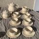 Digoin sarreguemines earthenware tea set consisting of 15 pieces antique cream