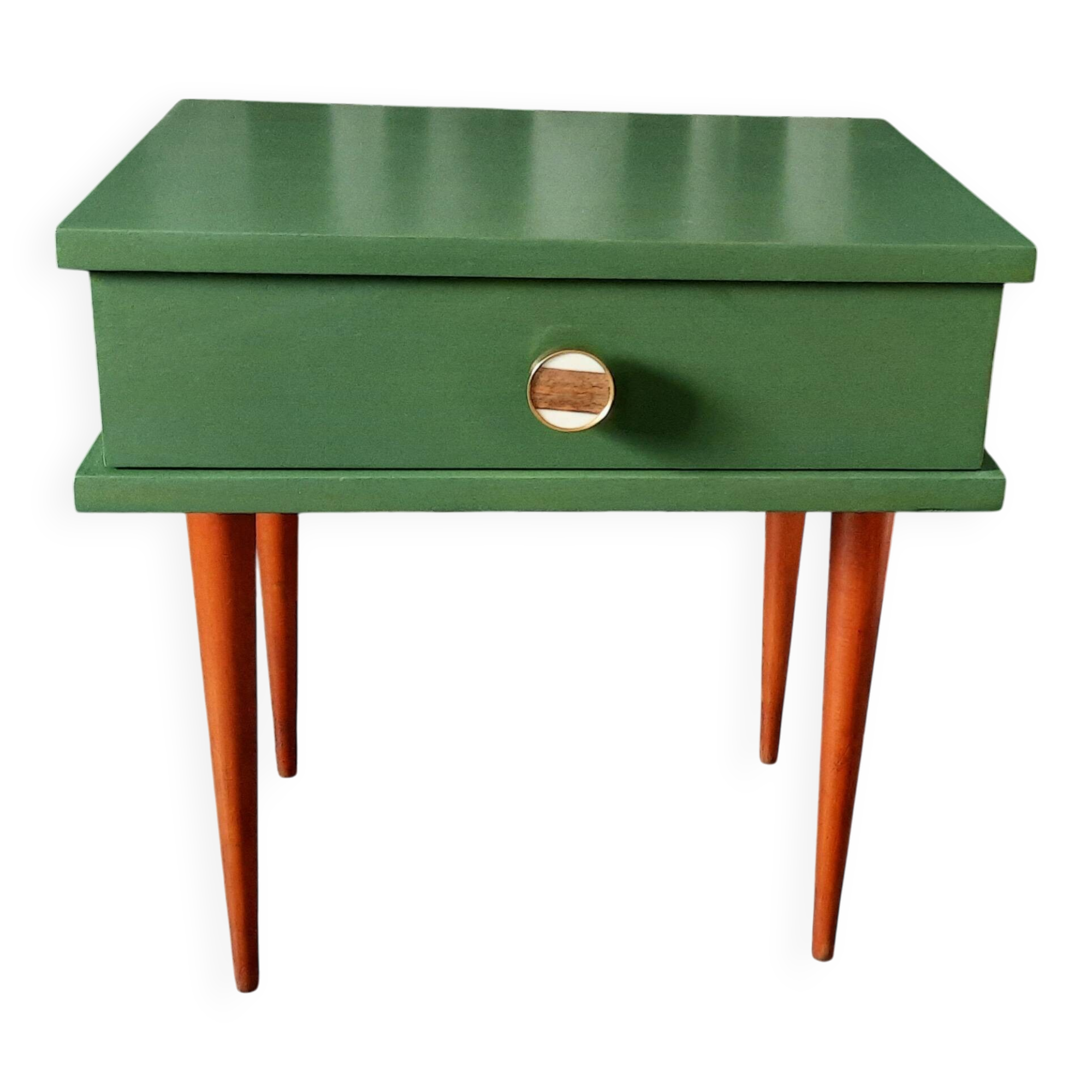 Vintage bedside table with spindle legs