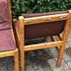 Set of 6 pine dining chairs sling seats canvas upholstery