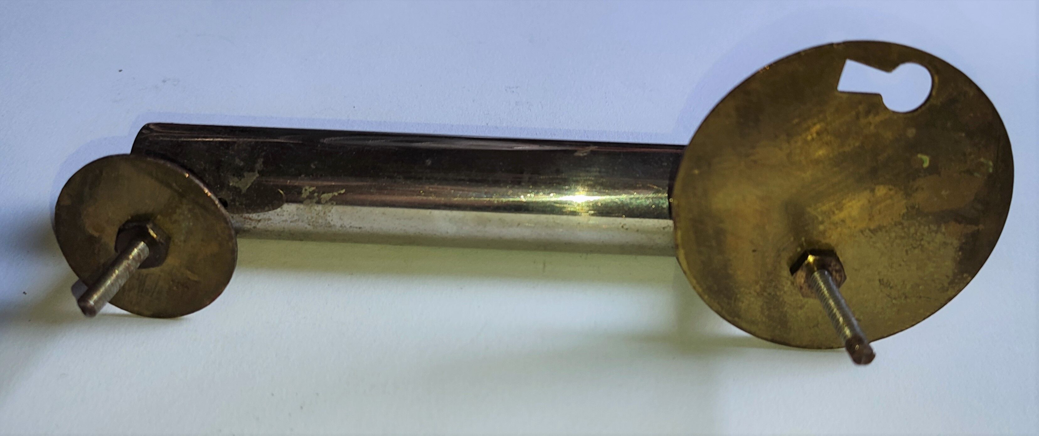 Pair of nickel-plated art deco furnishing handles