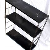 Etagère string moderniste modulable en fer forgé et tôle noir, 1950-1960