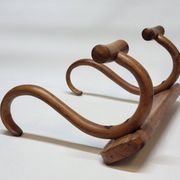 Double Patère bistrot Porte Manteau en bois courbé début XXème