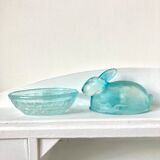 Rabbit-shaped molded glass candy box