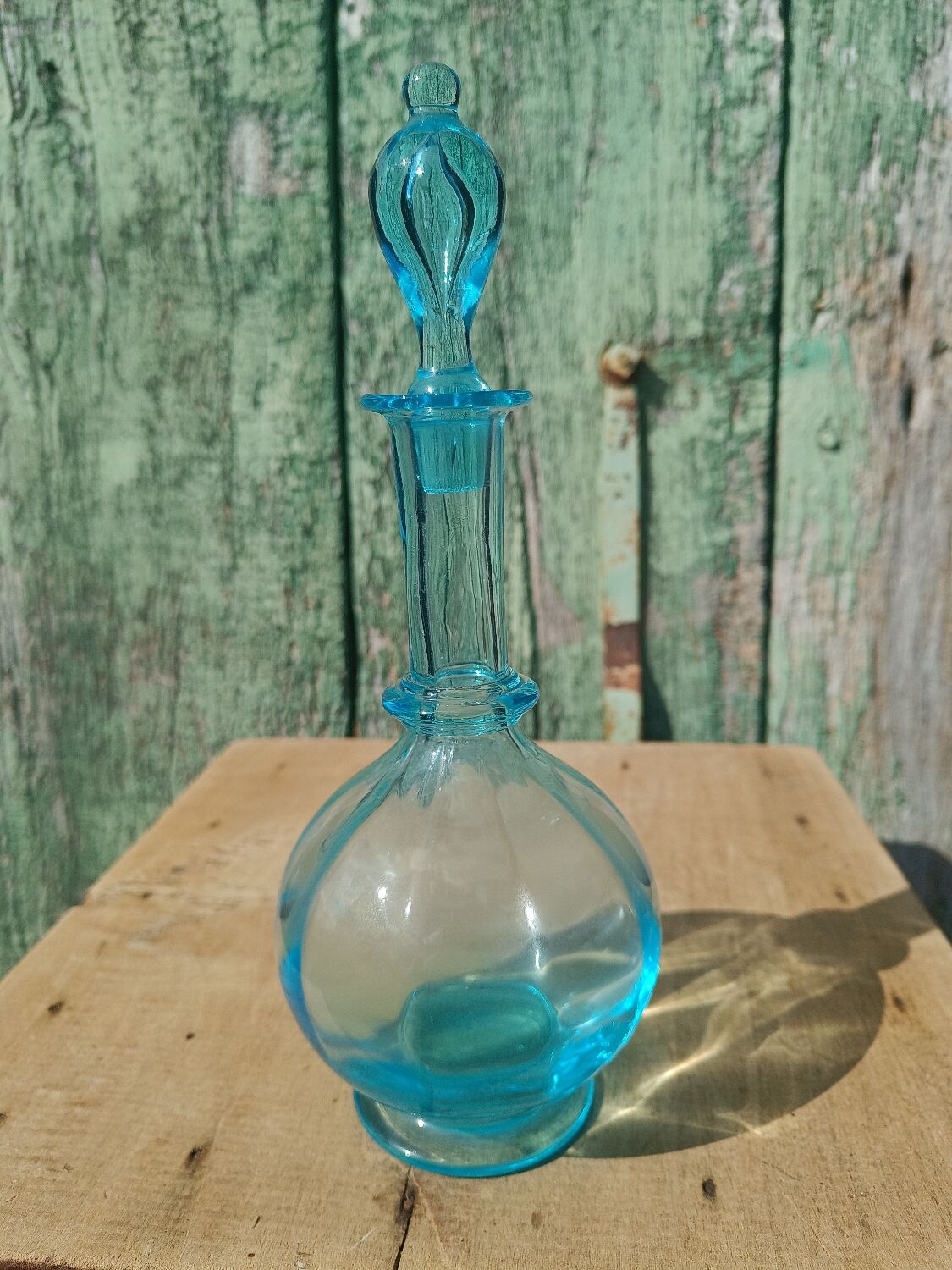 Old blue glass bottle