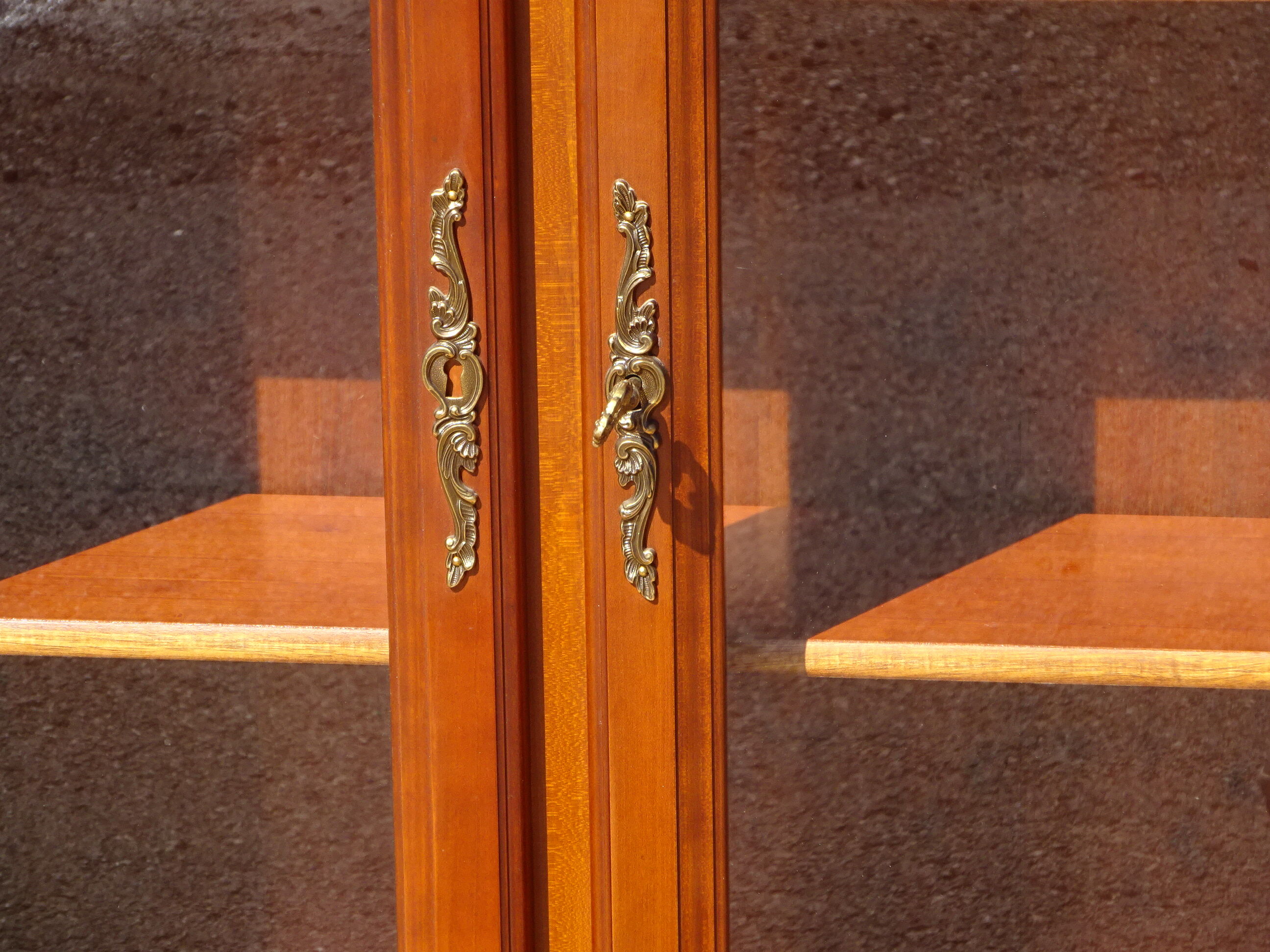 Shallow cherry wood showcase, Louis XV style