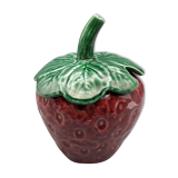 Condiment jar mustard jam in the shape of strawberry