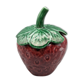 Condiment jar mustard jam in the shape of strawberry