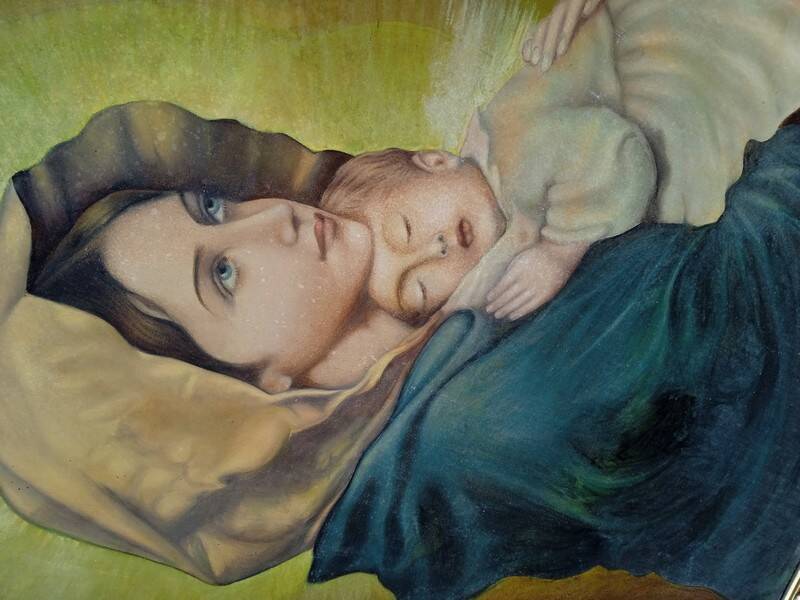 Oil painting on canvas Virgin and Child portrait 1940 - 102/72cm
