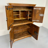 Antique 19th century Biedermeier art deco chest of drawers in walnut with wrought iron locks