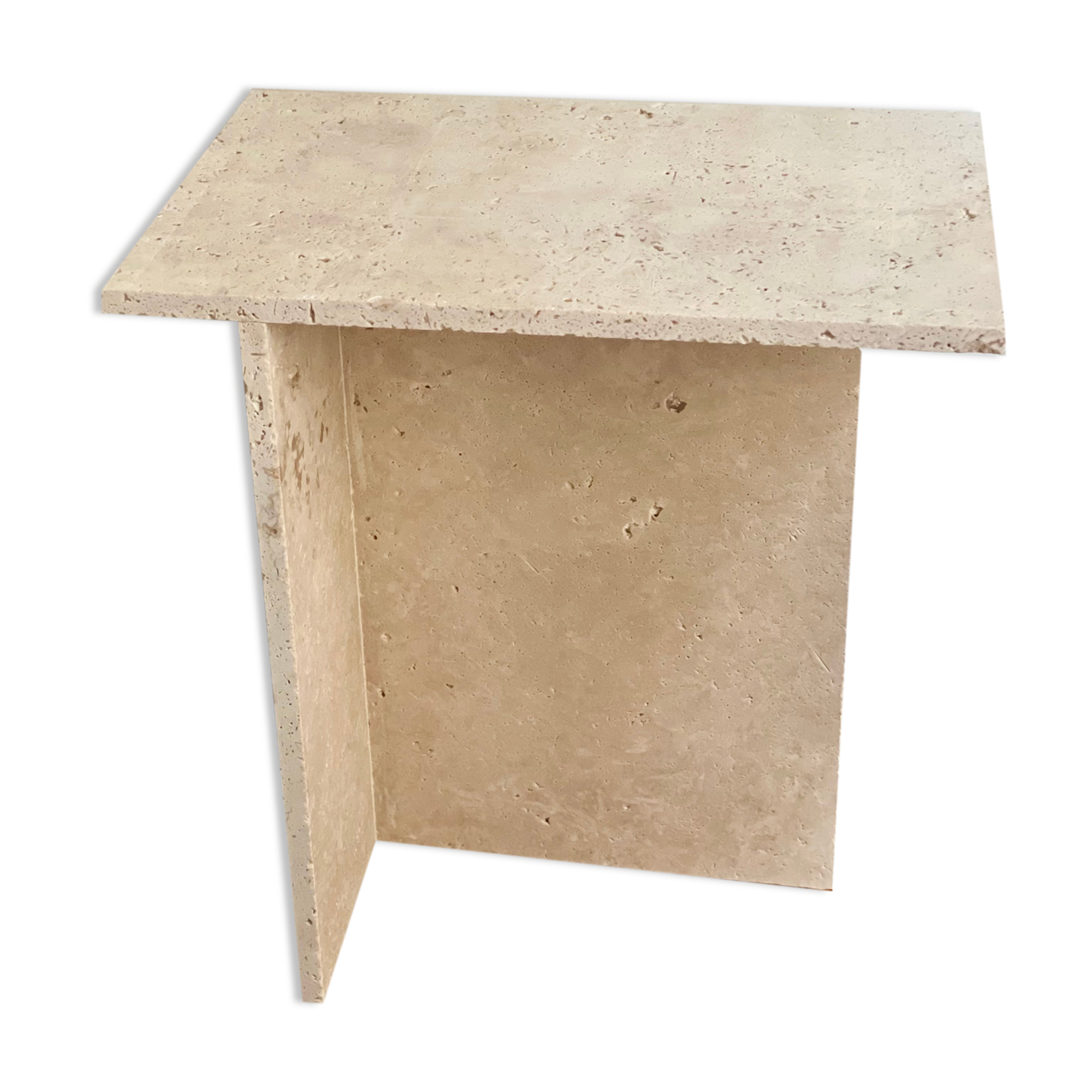 Minimalist travertine stone side table