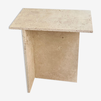 Minimalist travertine stone side table