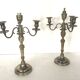 Pair of Louis XVI style in silver bronze candelabra