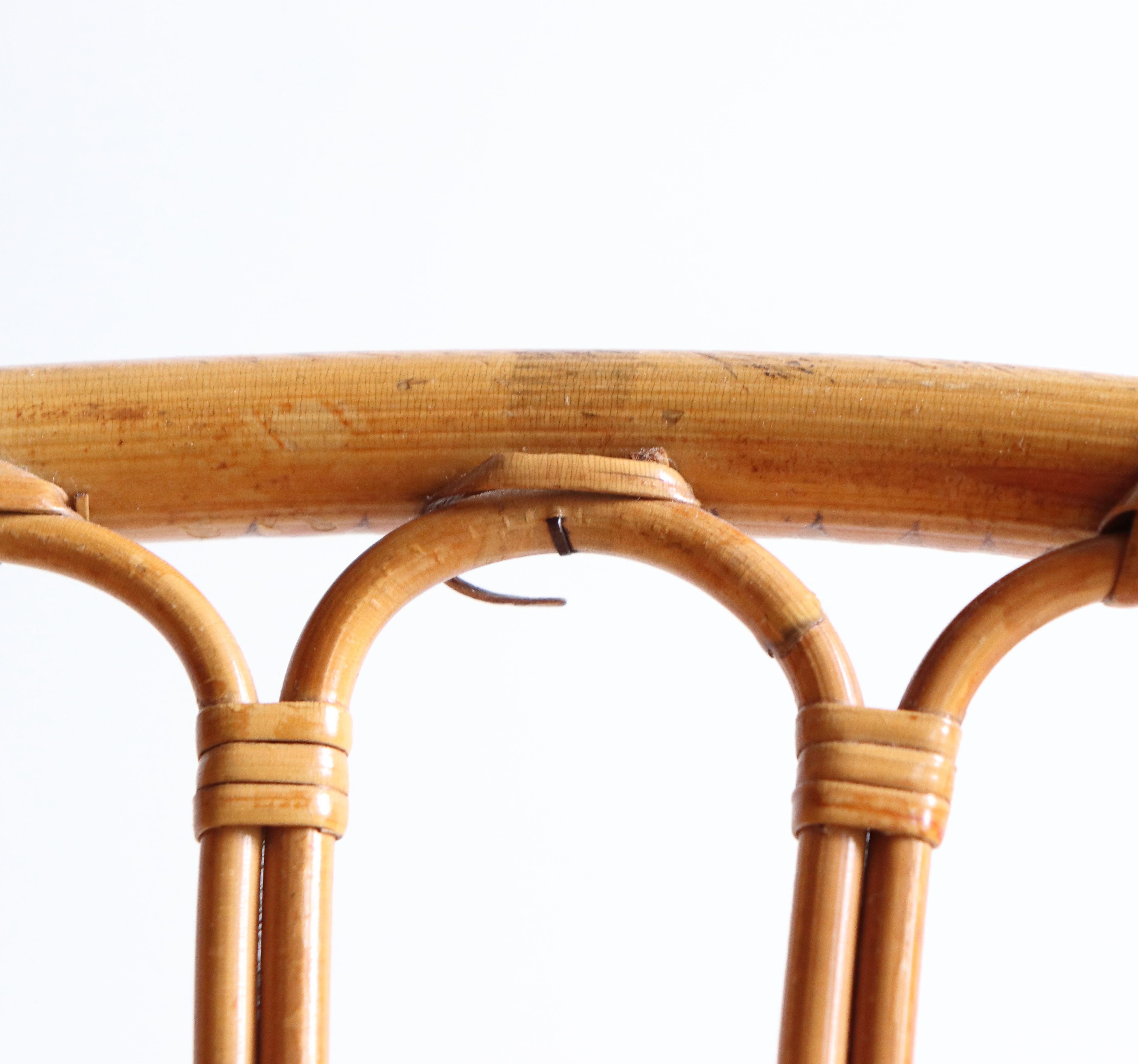 Adult size rattan shell armchair from the 60s