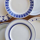 6 vintage mismatched blue and white earthenware dessert plates - Cutie Lot