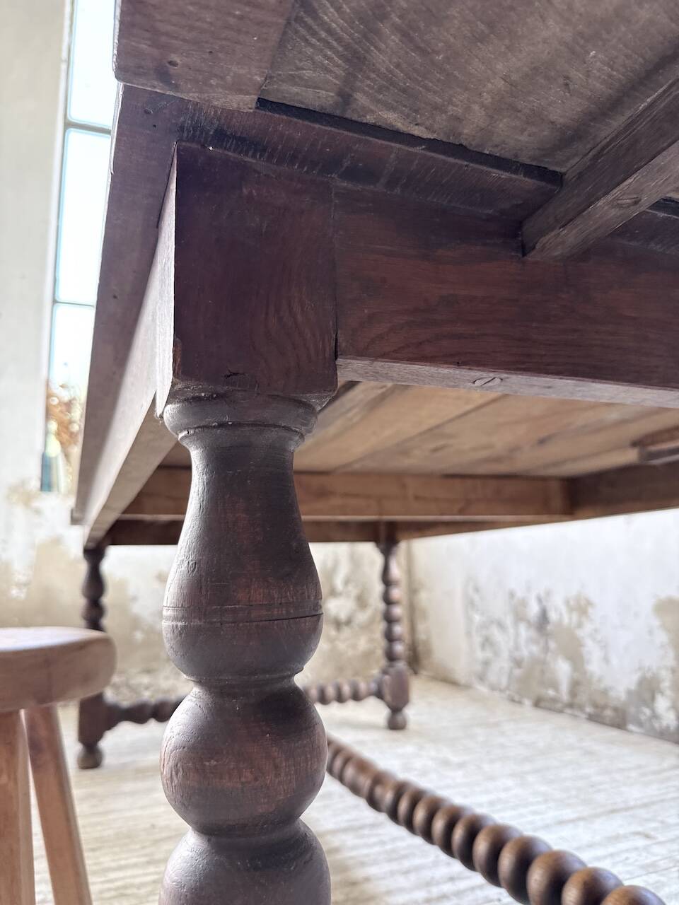 Solid oak table 1900 drapery style XL 280cm with extensions