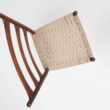 Teak dining chairs with braided rope seat, Belgium 1960s