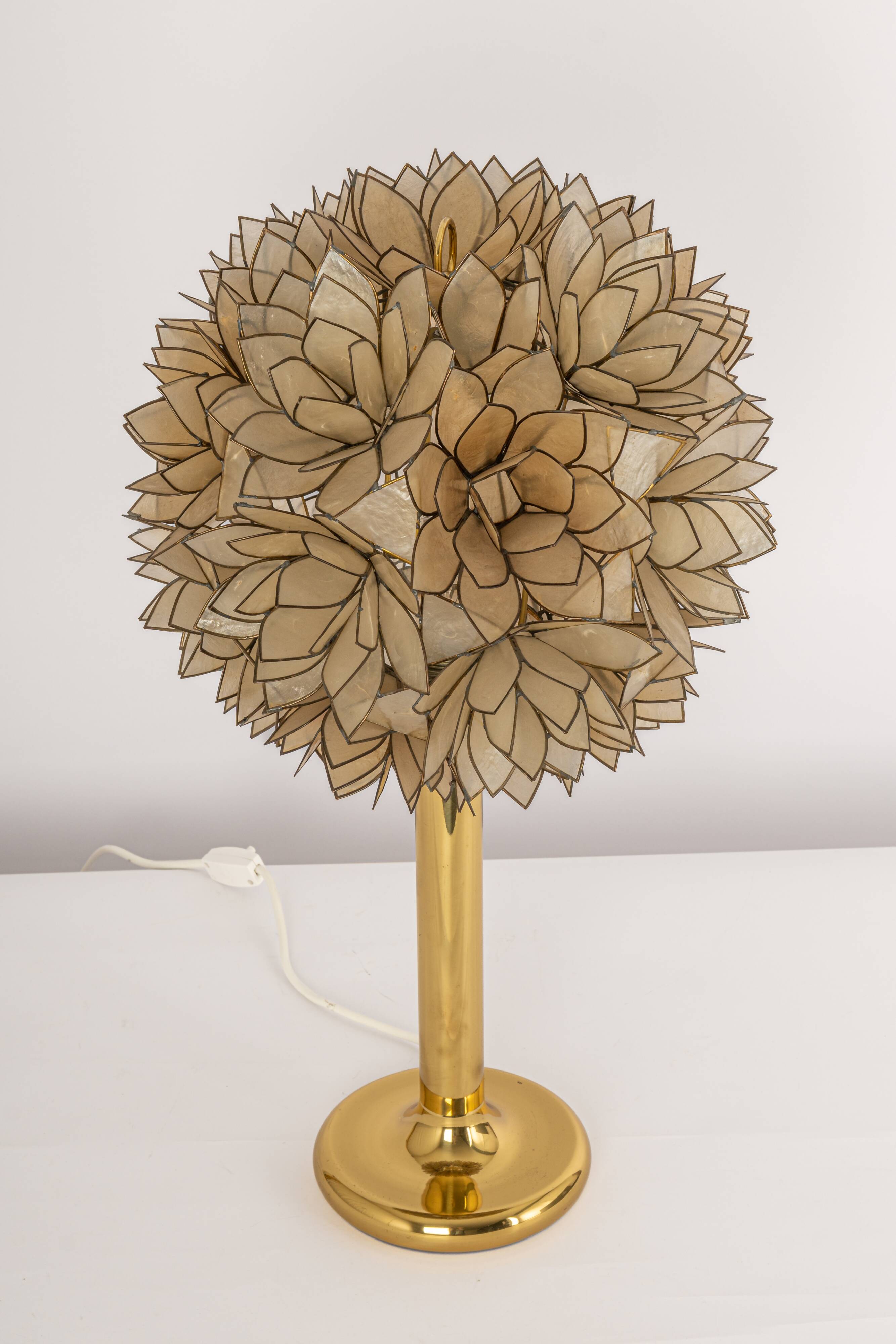 Capiz Shell Lotus Ball Table Light Germany, 1960s