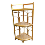 Rattan and bamboo corner shelf