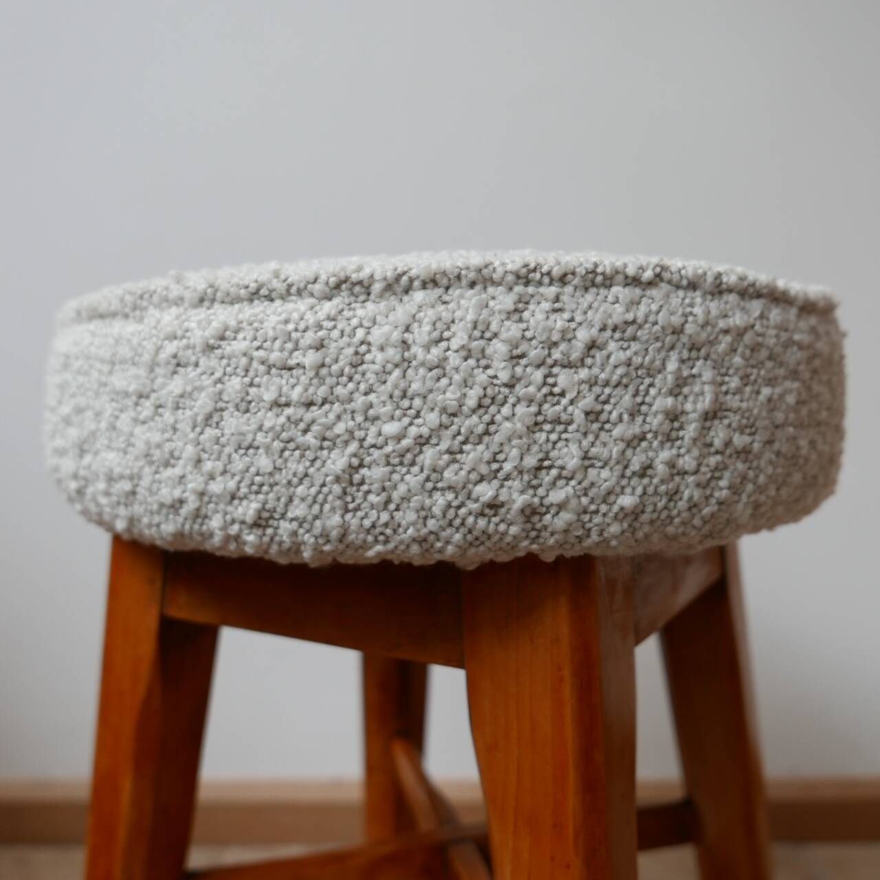 Pair of English Mid-Century Stools with Fresh Upholstery