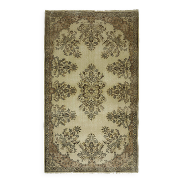 Vintage Turkish Carpet Floral Beige Brown 280 x 161 cm