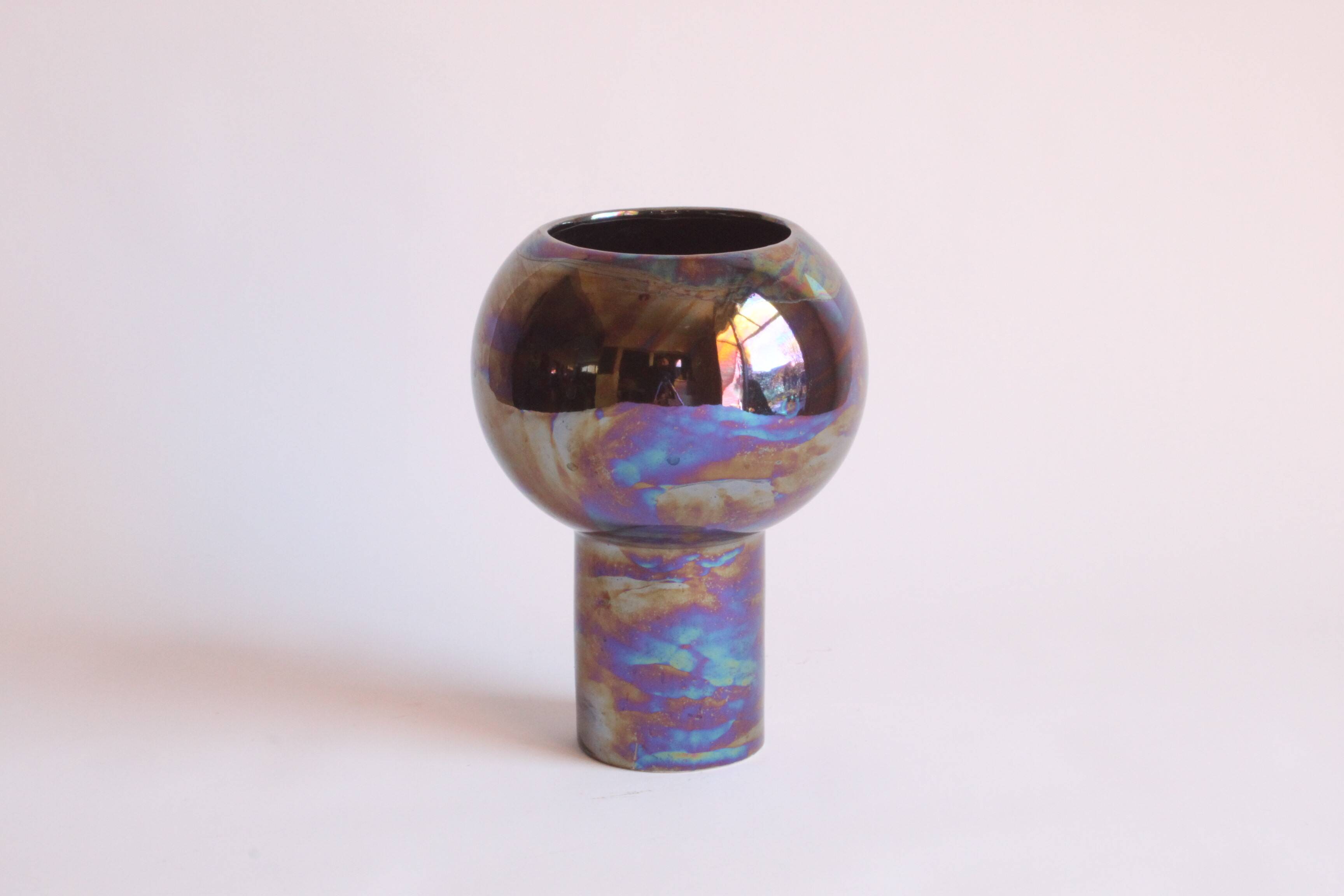 Metallic glaze ceramic vase, 1980s
