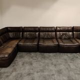 Vintage modular leather sofa by Rolf Benz 1970s